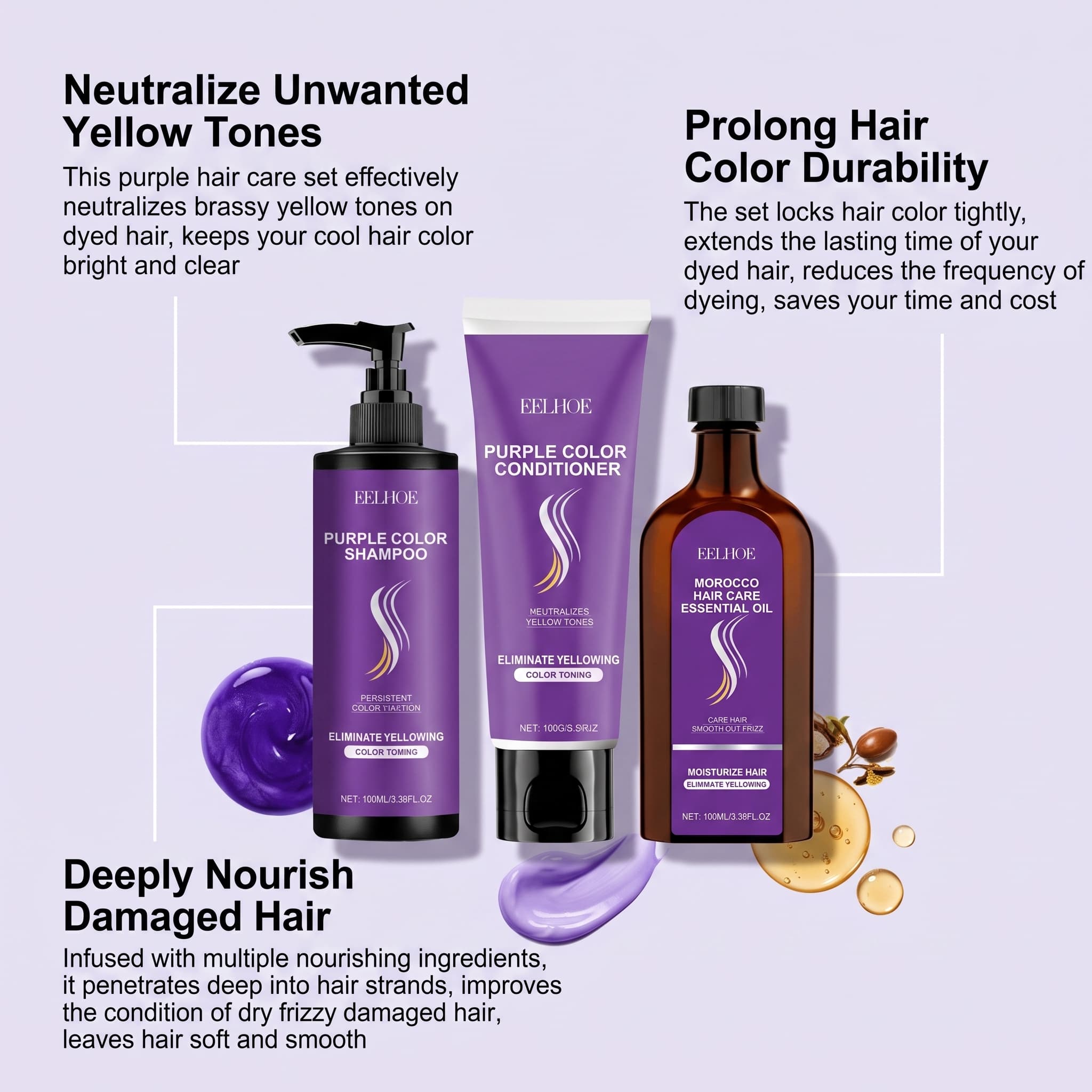 Набор фиолетового шампуня с ко – обзор и цена Hair Care Set